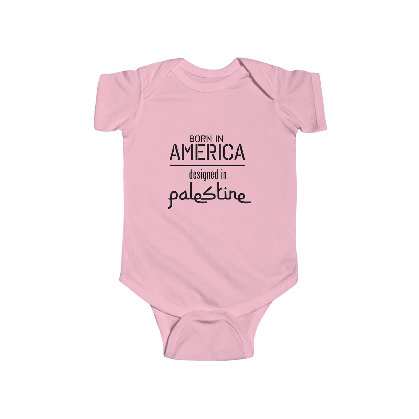 Infant Fine Jersey Bodysuit - "Born in America, Designed in Palestine"