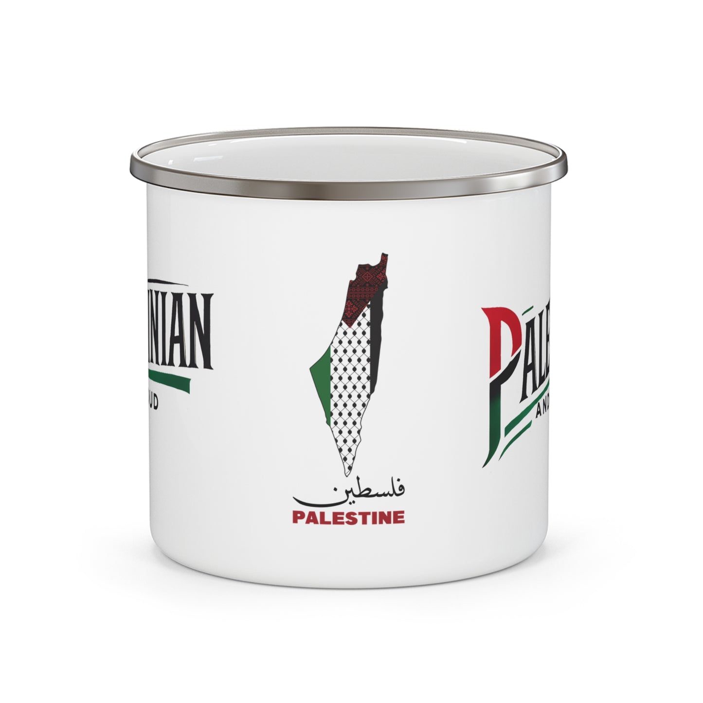 "Palestinian and Proud" Enamel Camping Mug