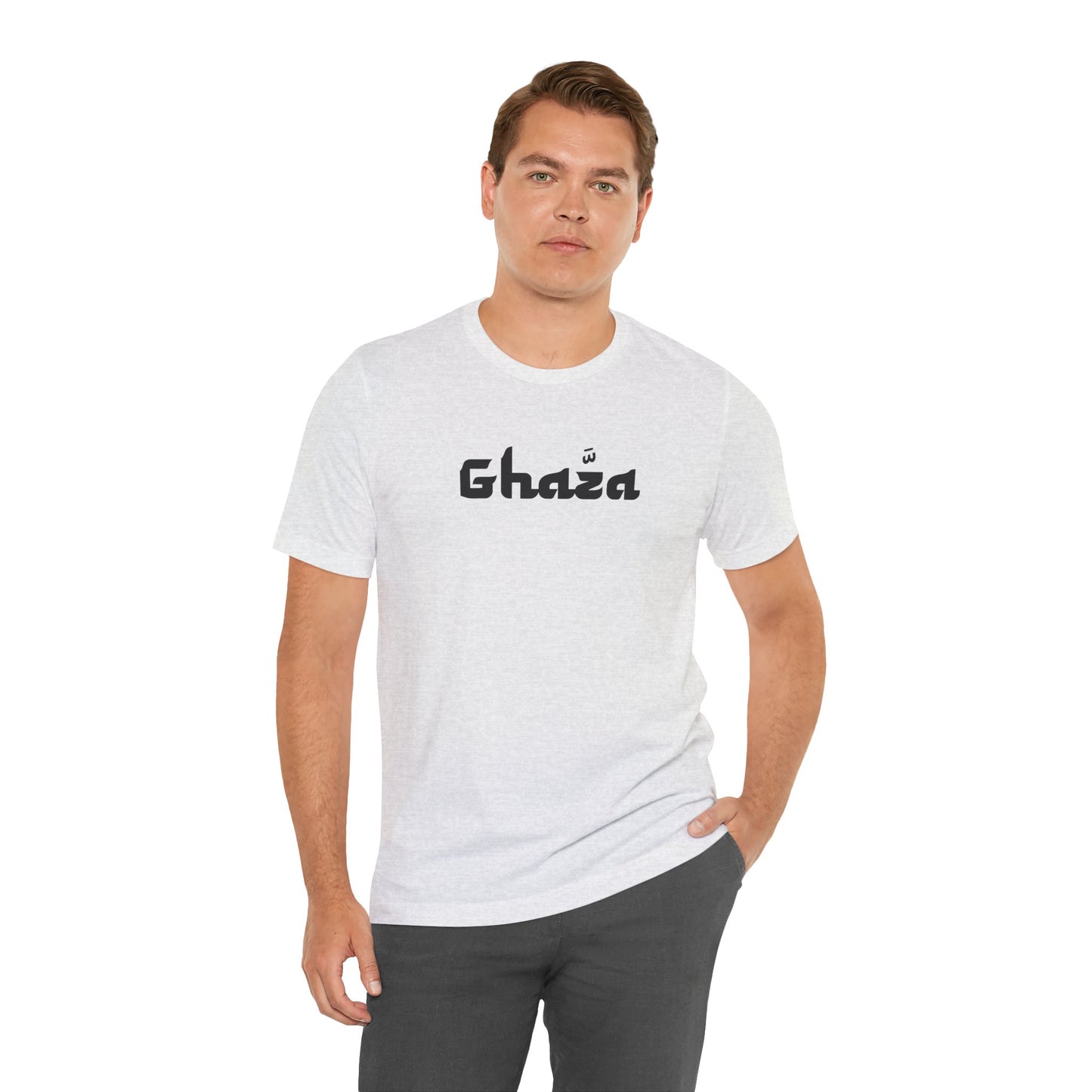 "GHAZA" Unisex Jersey Short Sleeve Tee (Black Font)