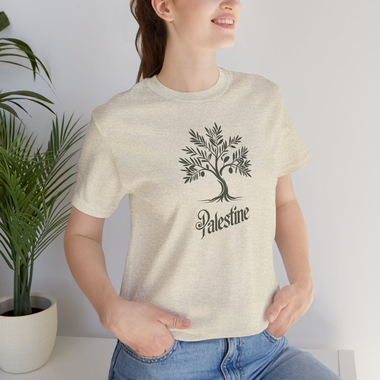 Palestine Green Olive Tree Unisex Jersey Short Sleeve Tee