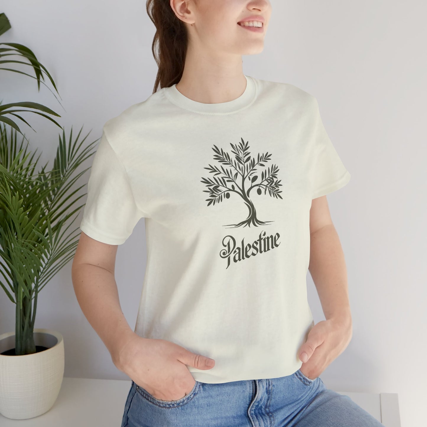 Palestine Green Olive Tree Unisex Jersey Short Sleeve Tee