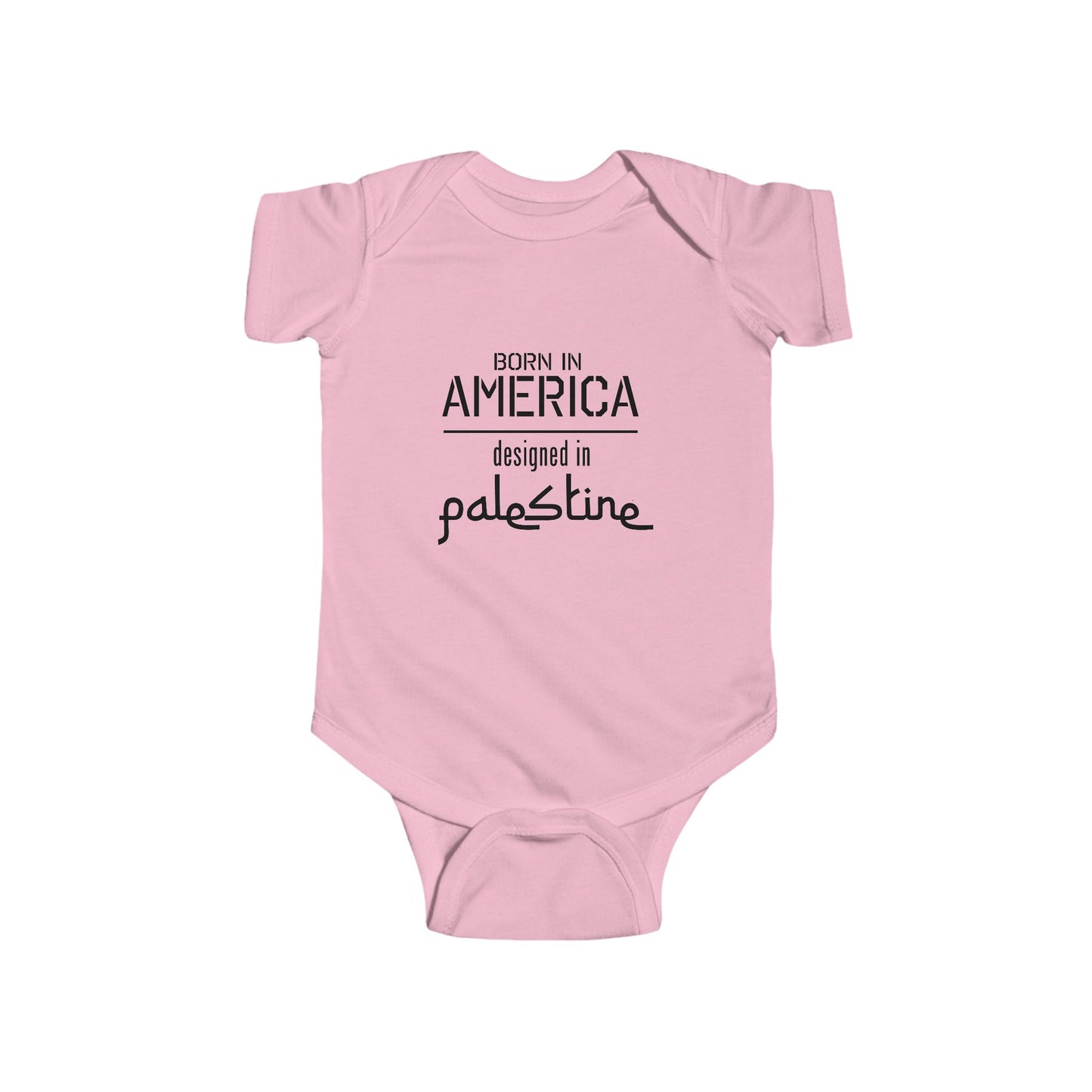 Infant Fine Jersey Bodysuit - "Born in America, Designed in Palestine"