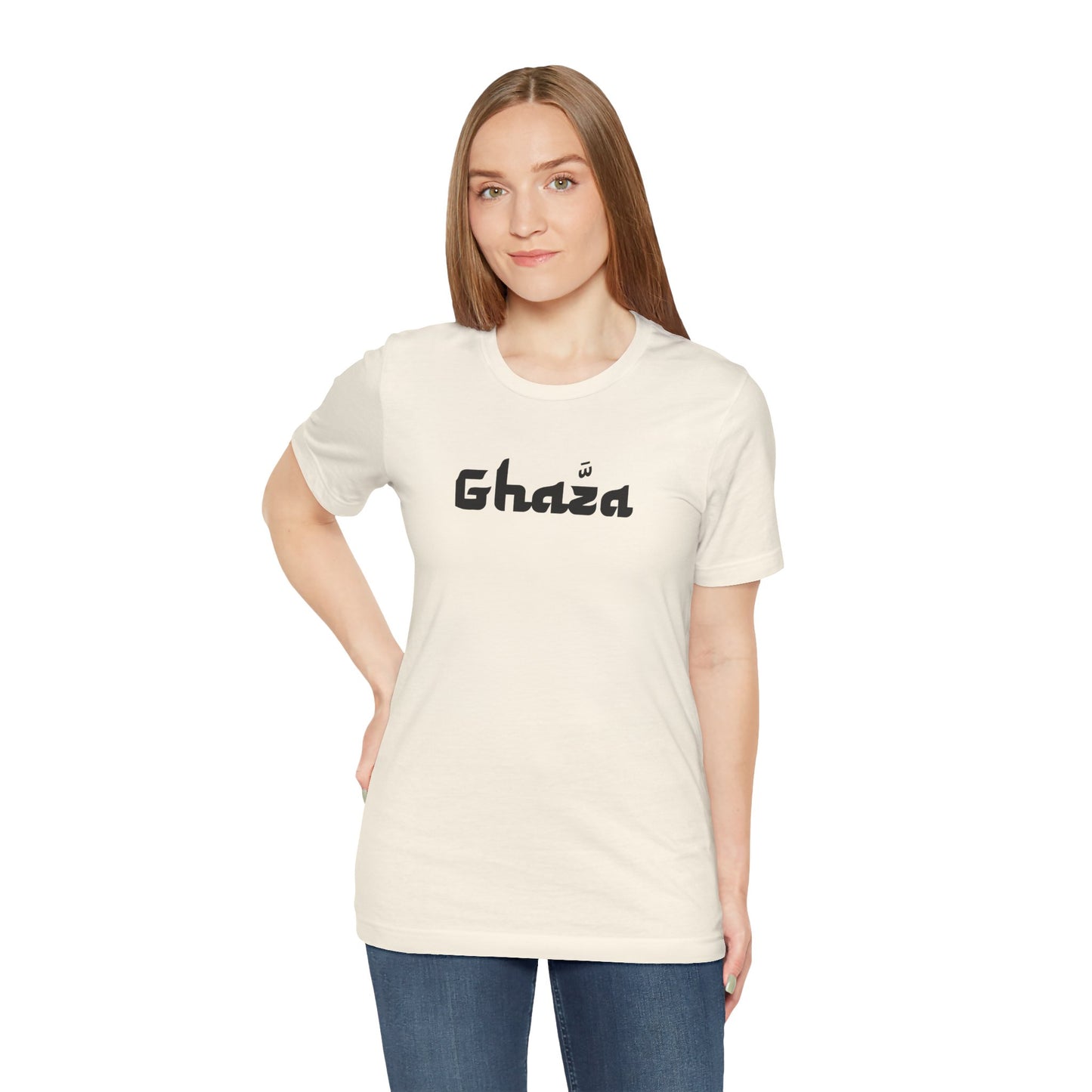 "GHAZA" Unisex Jersey Short Sleeve Tee (Black Font)