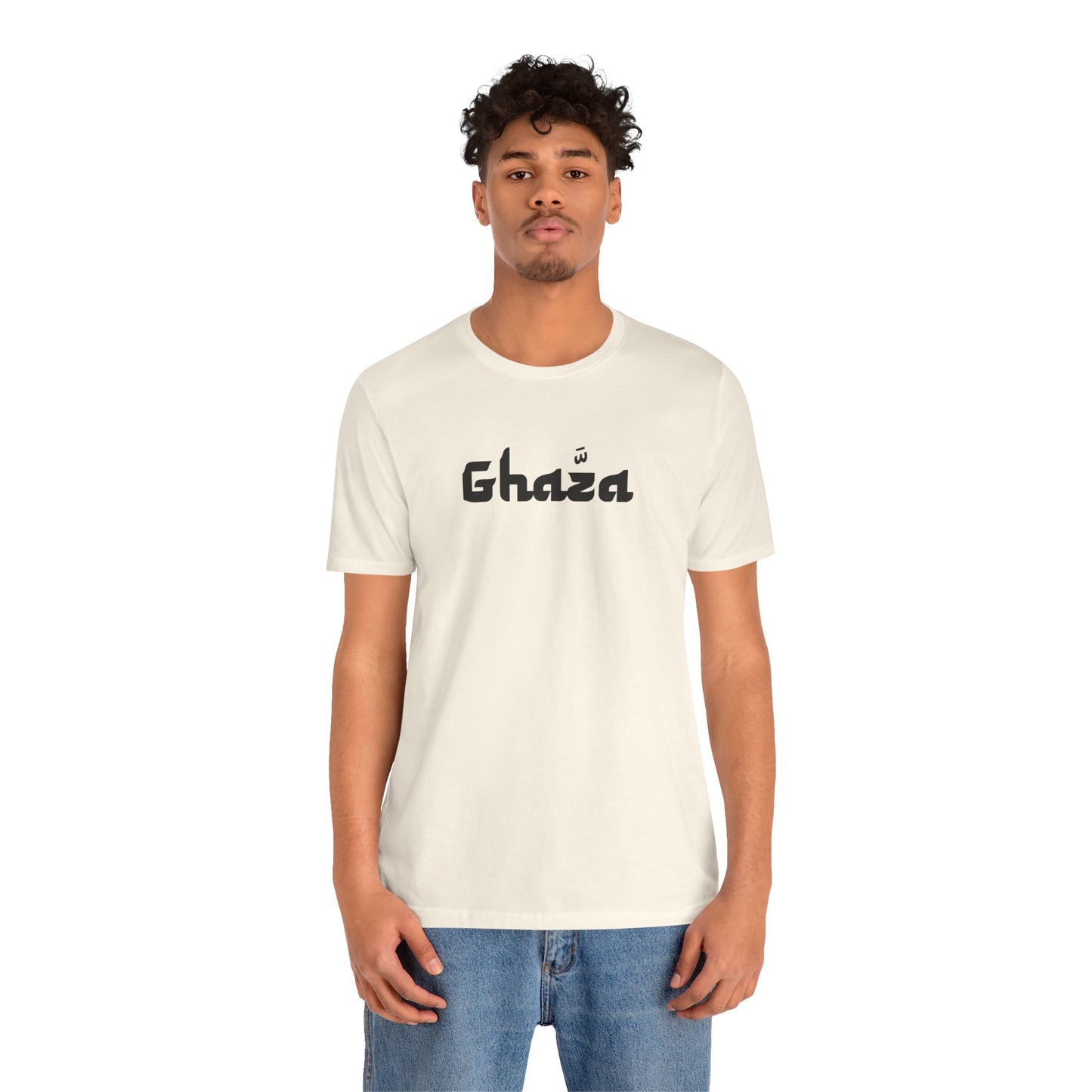 "GHAZA" Unisex Jersey Short Sleeve Tee (Black Font)