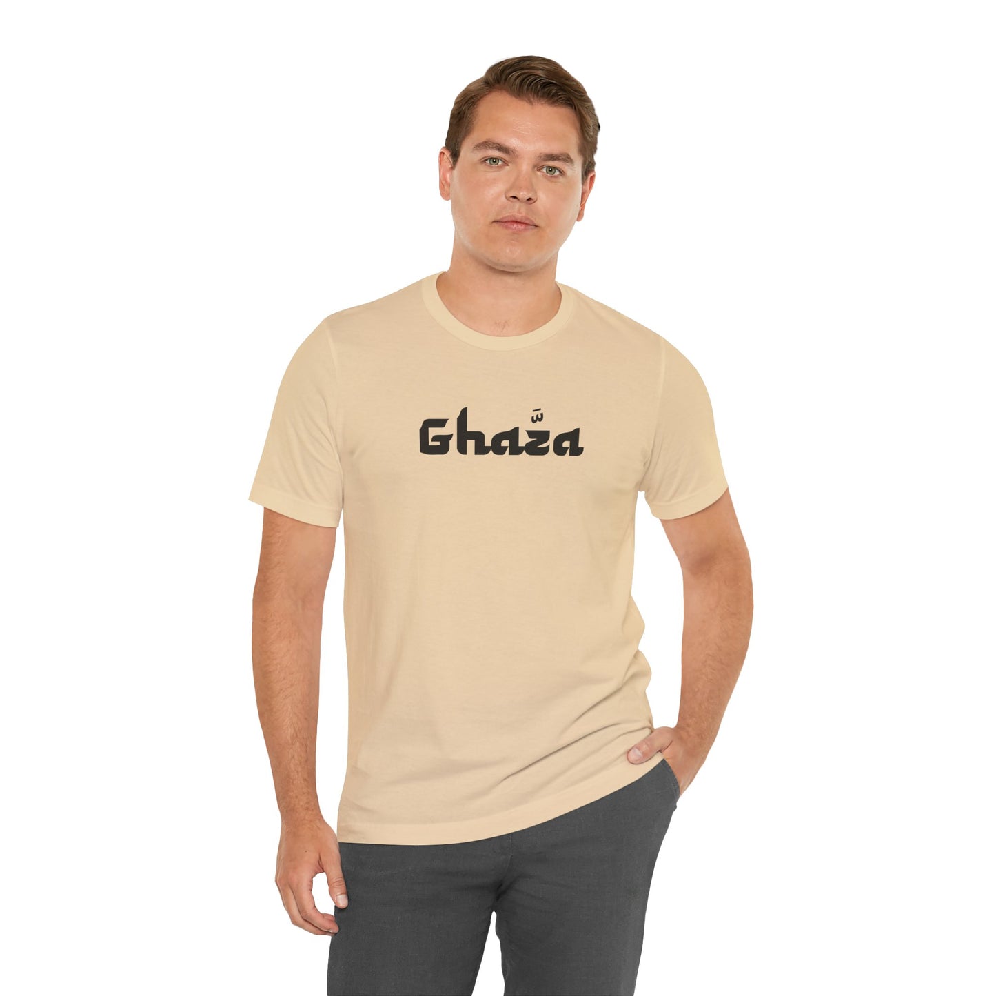 "GHAZA" Unisex Jersey Short Sleeve Tee (Black Font)